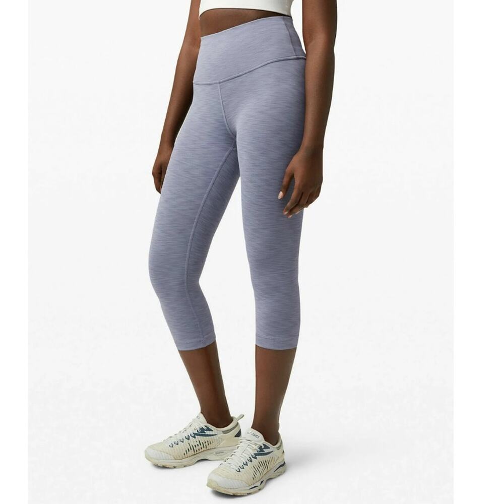 Lululemon Wunder Train HR Crop Leggings Heathered Peri Purple Size 4